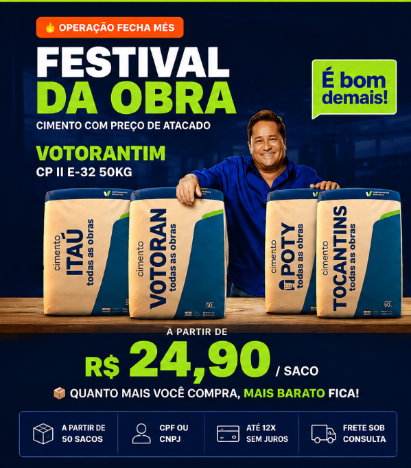 Festival da Obra — Cimento Votorantim CP II E-32 50kg a partir de R$ 24,90 o saco